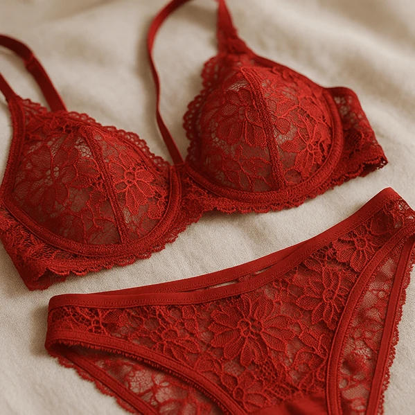 red lace lingerie set